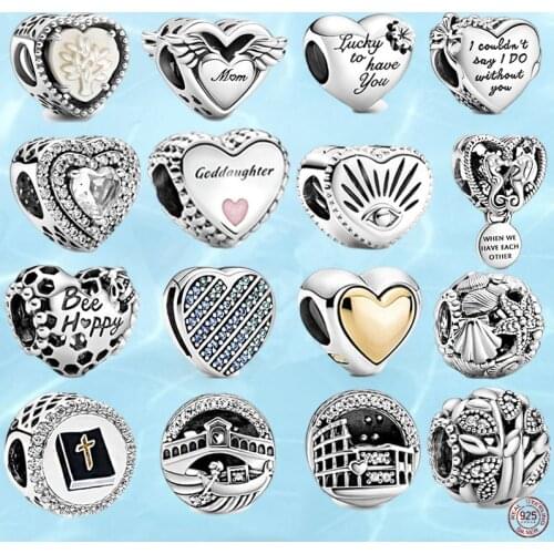 2021 Hot Sale 925 Silver Shiny Love Round Charm Beads Suitable For 0riginal Pandora Bracelet Jewelry Making Pendant