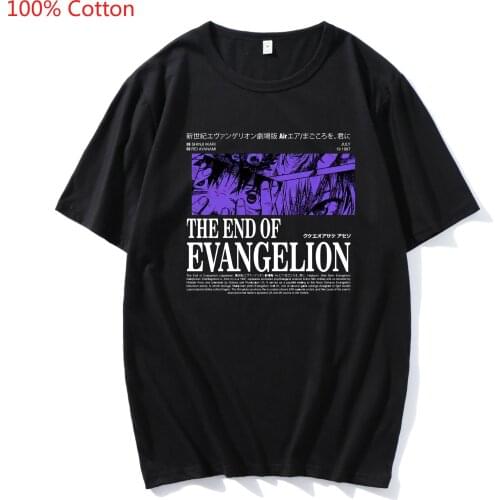 Anime Harajuku Ayanami Rei Printing Tshirt Men/Momen Oversized Short Sleeve T-shirt Spring Summer 100% Cotton Tops