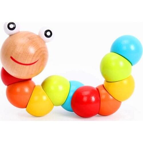 Montessori Toy Educational Wooden Toys for Children Early Learning Baby Exercise Fingers Flexible Twist Insects Games