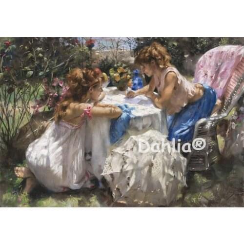 Handmade Two women oil painting people Needlework Embroidery DIY Cross Stitch Kits Crafts 14CT Unprinted Home decor wall Art