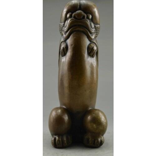 Collectible Decorated Old Handwork Red Copper Carved Male Genitals Big Statue