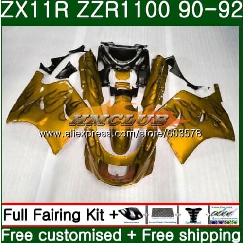 Body For KAWASAKI NINJA ZX-11R ZZR 1100 ZX 11R 1990 1991 1992 28CL.64 ZZR1100 ZX11 ZX-11 R ZX-11R 90 91 92 Gold black Fairing