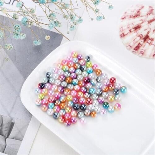 1pack 3/4/6/8mm Round UV Resin AB Color Imitation Pearl Beads No Hole For Jewelry Making DIY Bracelet Necklaces Pendants