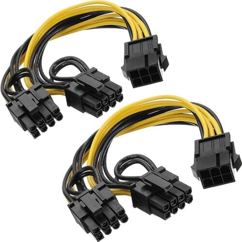 HOT-6 Pin to Dual 8 Pin PCIe Adapter Power Cables, 6 Pin to Dual PCIe 8 Pin (6+2) Image Card PCI Express Power Adapter