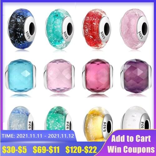 Hot DIY Gift Real 925 Sterling Silver Dazzling Red Fine Murano Glass Beads Jewelry Making Fit Original Pandora Charms Bracelet