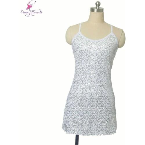 Sequin spandex bodice women & girl stage performance ballet, jazz tap dance costume with tutu child dance costume