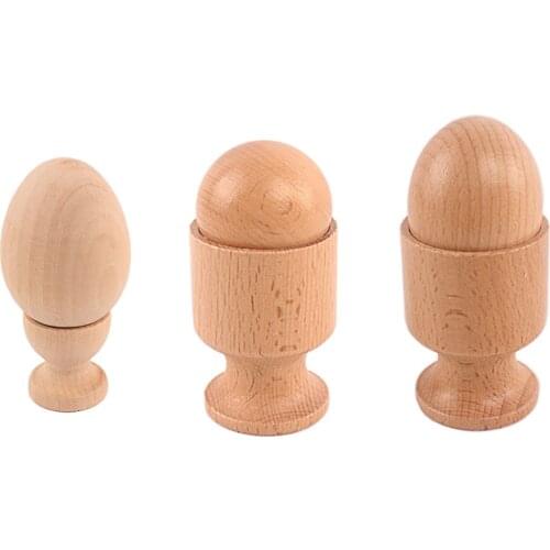 Infant Montessori Material 3D Object Fitting Exercise Practic Toys Egg Cup Ball Cup Wood Toy 8-12 Month Baby Hand & Feet Finders