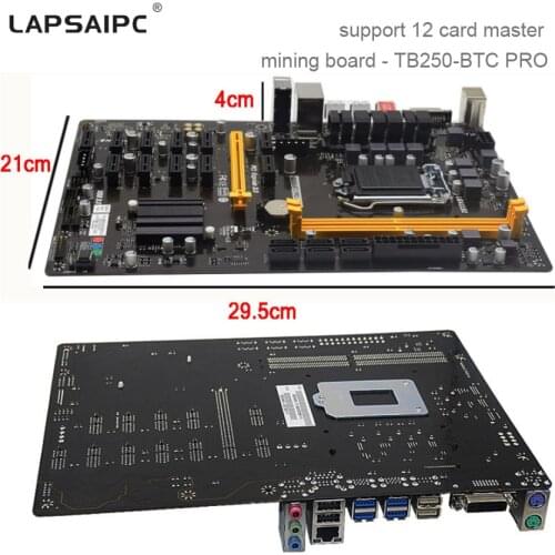 Lapsaipc TB250-BTC PRO Mining Motherboard 12PCIE Support 12 Video Card New originalMining TB250 BTC G3900 USB 3.0 1151 DDR4 32G