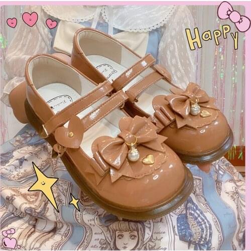 Sweet lolita shoes tea party kawaii princess kawaii shoes vintage lace bowknot round head low heel women shoes loli cosplay cos