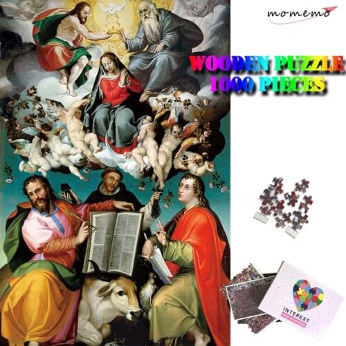 MOMEMO The Coronation of The Virgin Jigsaw Puzzle Adults 1000 Pieces Wooden Puzzles World Famous Painting Puzzle Toys for Kids