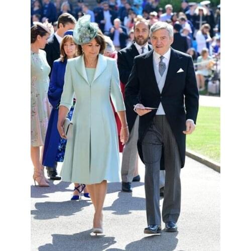 Mint Green 2021 Mother of the Bride Dresses Harry Megan Celebrity Formal Gowns 3/4 Sleeves Two Pieces Groom Wear Suit