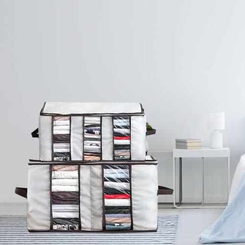 New Storage Bag For Clothes Blanket Portable Non-woven Folding Clothes Pillow Quilt Blanket Storage Fabric Folding Holder