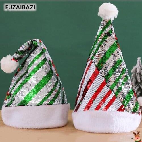 FUZAIBAZI Happy New Year Gift Plush Creativity Christmas Hat Decorations Cartoons Adult Party Non-Woven Fabric Santa Claus