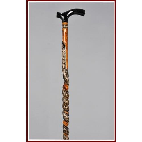 SNAKE Special Design Cranberry Wood Turkish Handcraft Walking Stick Crutch Walker Balancing Mobility Aid Elders Orthopedic