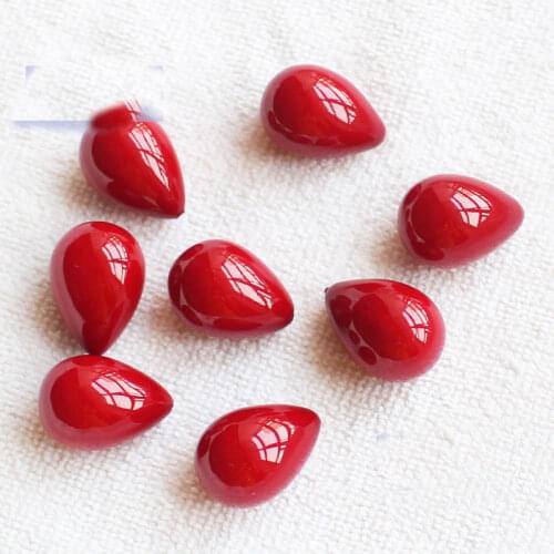 Half Drilled Red Shell pearl Water Drop Beads 2pcs, Wholesale For DIY Jewellery Free Shipping