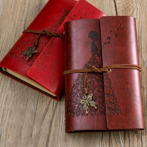 Portable Classic Kraft Paper Strap Notebook Portable Creative Butterfly Diary Book Gift New Diary Notepad For Office Travel