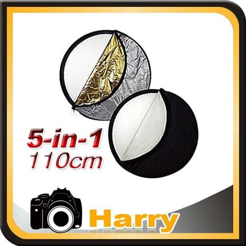 5 in 1 110cm 43" Portable Foldable Studio Photo Collapsible Multi-Disc Light Photographic Lighting Reflector with Carrying Bag