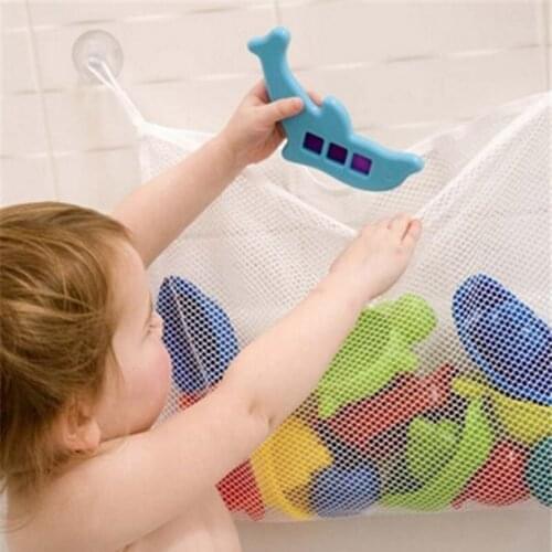 Foldable Baby Bathroom Mesh Storage Bag Child Bath Toy Pouch Net Suction Cup Baskets Durable Travel Toy Organizer