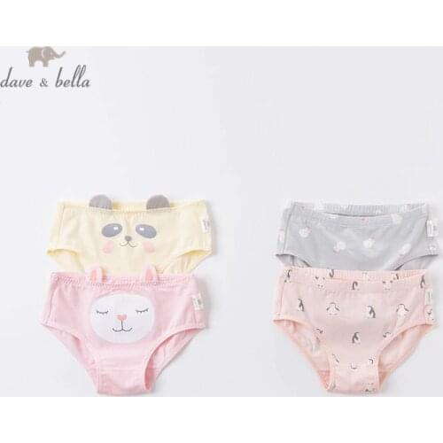 DBZ16101 dave bella baby girls fashion 2 pieces one set cotton cute cartoon print girl panties
