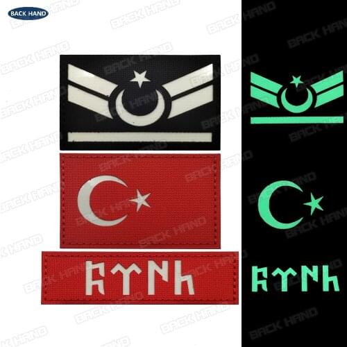 Turkey TURK Flag Velcros Patches Embroidered Infrared IR TR Turkish Military Tactical Shoulder Armband Badge applique