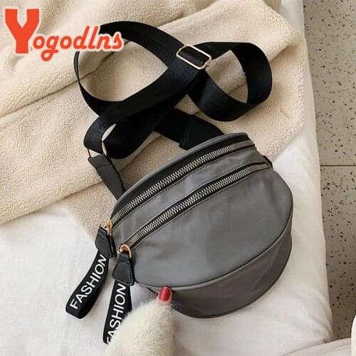 Yogodlns New Casual Nylon Chest Crossbody Bag Women Large Capacity Messenger Handbag Double-zipper Waterproof Waist Pack Bolsa