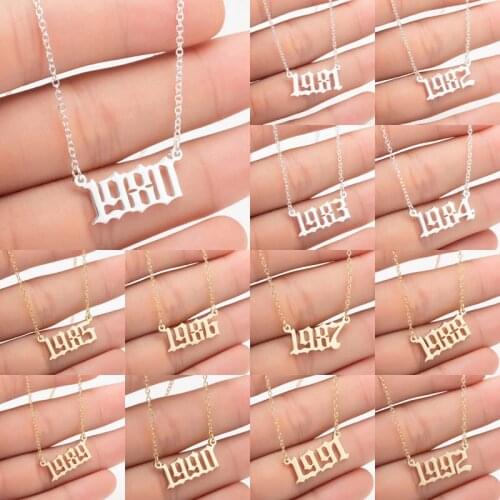 SMJEL Women Personalize Necklace Special Date Year Number Necklaces Girl 1989 1992 1996 1999 Jewelry 1980 to2019 Gifts 2020 New