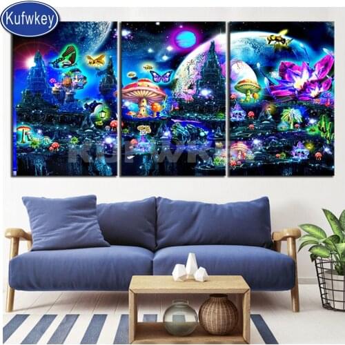 5d diy diamond painting Butterfly elf mushroom mosaic diamond full drill square round New christmas diamond embroidery 3 pcs