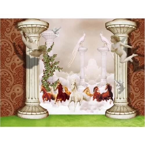 Custom photo 3d wallpaper European style Roman column angel horse home decor living room 3d wall murals wallpaper for walls 3 d