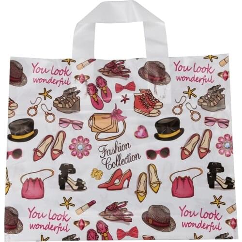 50Pcs Gift Bags Plastic Shopping Bags Clothing Package Bags Party Supply Christmas New Year Gift Bags