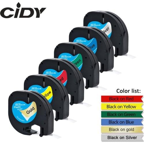6pcs mixed 91202 91203 91204 91205 91207 91208 labels for LT-100H label maker 12mm dymo letratag 91201 91331 tape