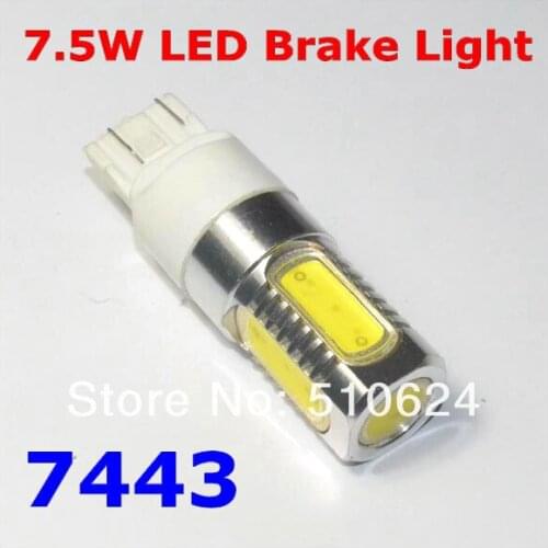 7.5W Super Bright 7443 LED Brake Light Aluminum housing 5 Side lighting LED auto stop parking lamp free shipping