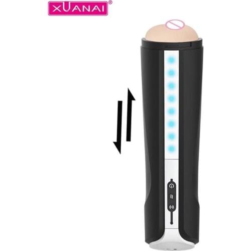 Automatic Telescopic Male Masturbator Cup Vagina Real Pussy Sex Toy Voice Interactive Male Piston Masturbator Sex Toys for Men