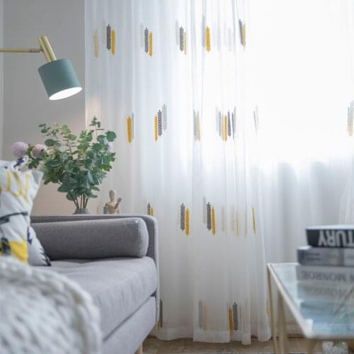 White Sheer Tulle Curtains for Living Room Window Screens High Quality Modern Embroidered 3D Sheer Voile for Bedroom