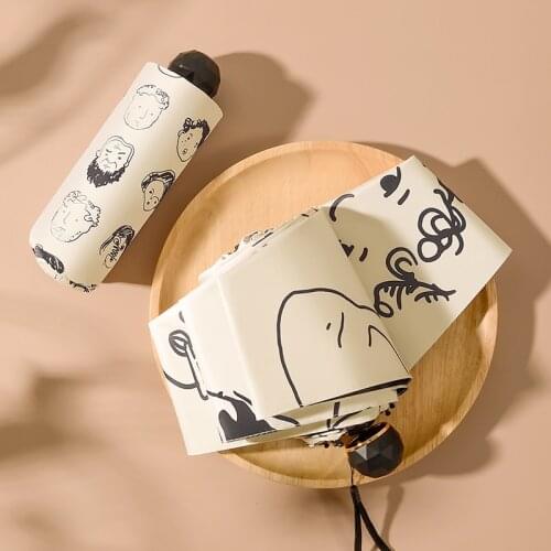 White Patio Folding Umbrella Handle Fabric Umbrella Rain Women Pocket Sombrilla Household Products