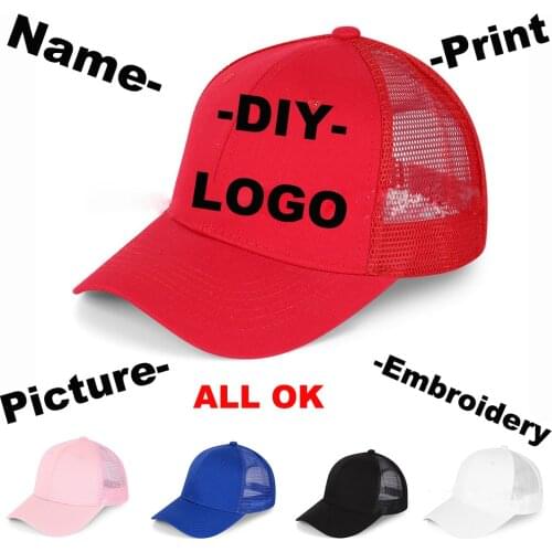 1Pcs Free Print/Embroidered Logo DIY Design Baseball Cap Trucker Hat For Men Women Dad Hat gorras