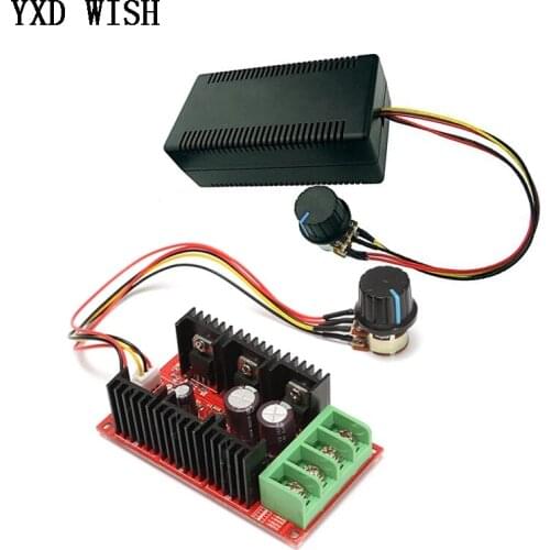 DC 10V-50V 40A 2000W Max DC Motor Speed Controller PWM HHO RC PWM Regulator Control 12V 24V 48V With Cable Black Case