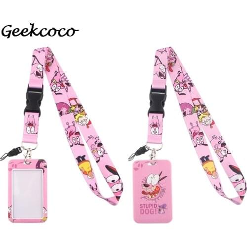 J1974 Cartoon Dog Lanyard Keychain keys Badge ID Mobile Phone Rope Neck Straps With Card Holder Cover