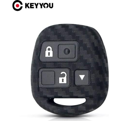 KEYYOU 10X Key Rings For Lexus For Toyota Camry RAV4 Corolla PRADO YARIS Tarago Carbon Fiber Silicone Car Key Case Skin Cover