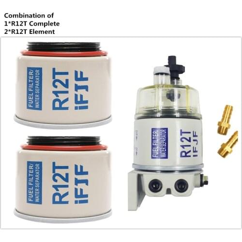 Combination of R12T Fuel/Water Separator Filter Complete and Extra Filter Element for Racor 140R 120AT S3240 NPT ZG1/4-19