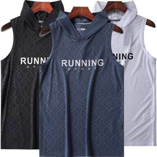 Summer Gym Tank Top Breathable Sleeveless Sports Shirt Mens Vest With Hat Fashion Clothing Bodybuilding Singlets Fitness Vest