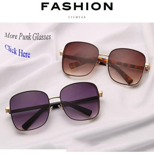 Fancy Shiny Side Vintage Big Square Frame Punk Sunglasses Steampunk Gradient Women Men Glasses
