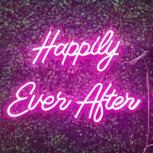 Custom LED Neon Sign Light Happily Ever After for Bedroom Bar Party Home Hangs Sign Home Room Wall Decoration Drop Shipping