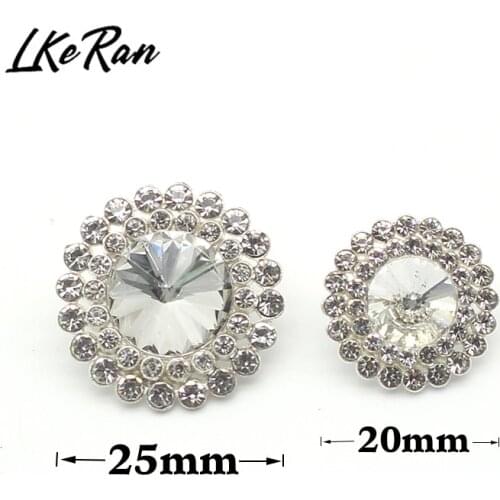 NEW Flower Crystal 10 pieces 20mm/25mm Alloy Rhinestones Diamond Buttons Diy Decoration Shank Handmade Sewing Garment Accessory