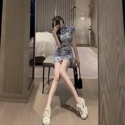 Slim fit sexy dress womens 2021 summer new Korean style waist slim tight color hip skirt