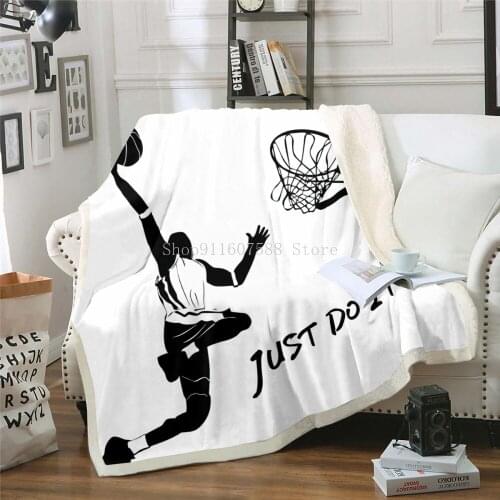 Basketball Sherpa Blanket Ball Pattern Boys Fleece Throw Blanket For Sofa Bed Couch Sports Theme Decor Plush Blanket Youth