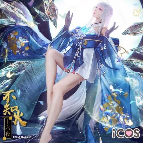 Onmyoji New SSR Shiranui Blue Uniforms Cosplay Costume Free Shipping F