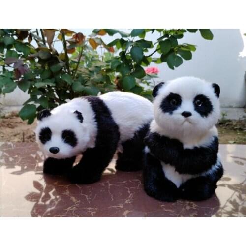 Polyethylene&artificial furs panda lifelike toy one lot/ 2 pieces pandas hard model prop home decoration Xmas gift b0135