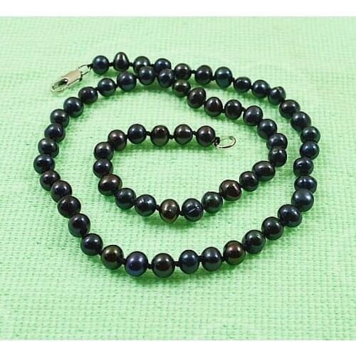 Stunning Favorite Pearl Jewelry Black Color Potaot Round Real Freshwater Pearl Necklace Handmade New Arrival Women Gift