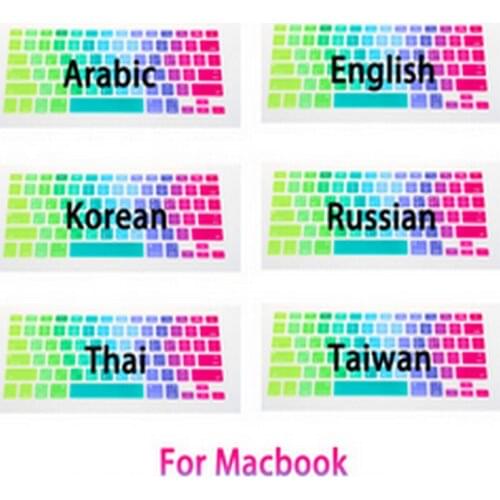 US EU UK Rainbow Silicon Keyboard Cover 2PCS for Apple Macbook Air 13 Pro 15 Retina 17 inch Protector Wireless Keyboard