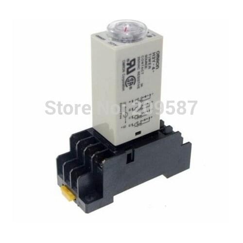 1Set AC 220V 5A H3Y-4 H3Y Delay Timer Time Relay 0-60 Second 60s 60sec 220VAC & Base